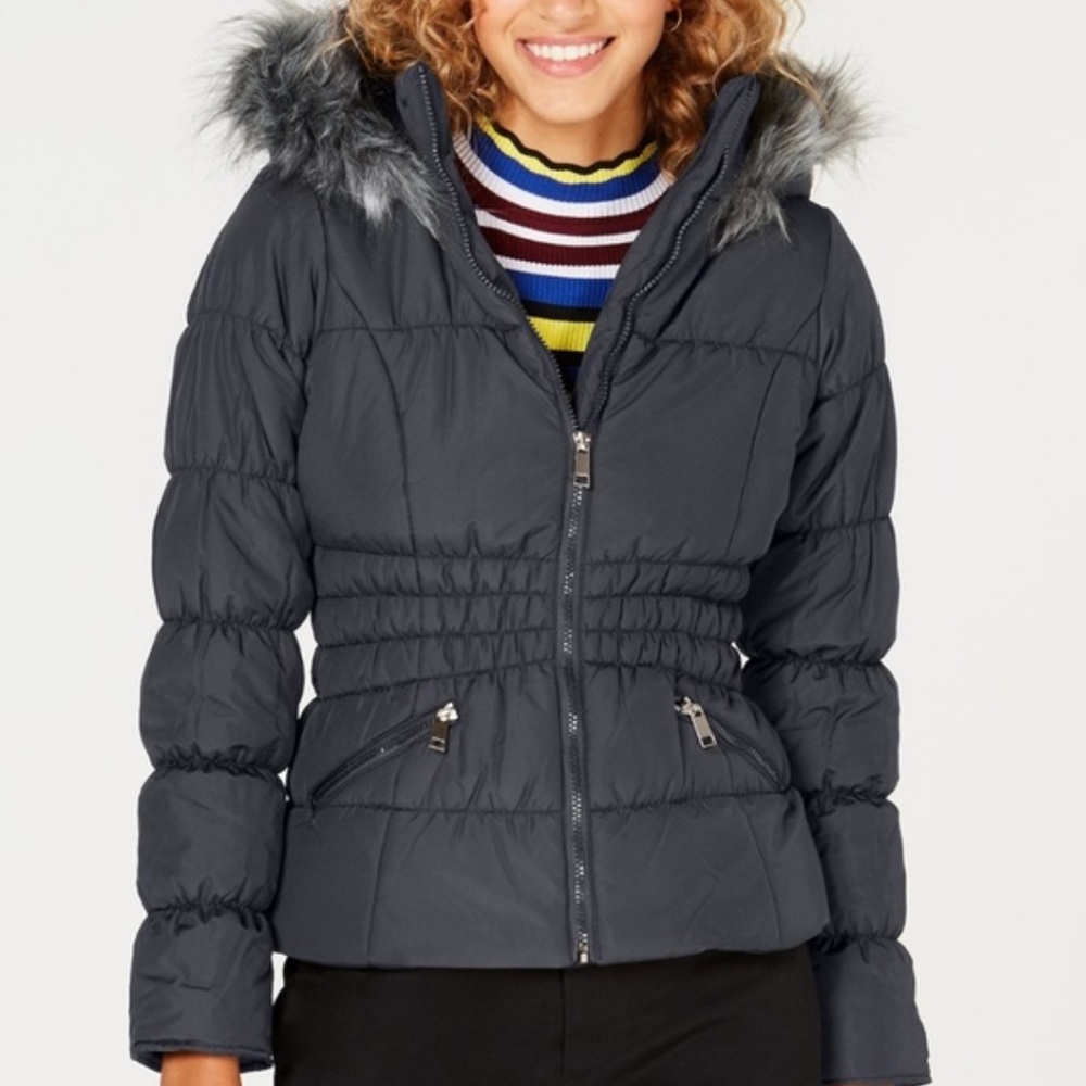 Maralyn & Me Faux-Fur-Trim Hooded Puffer Coat Gently used Sz S